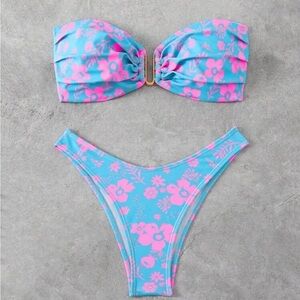 Super cute Floral Strapless Bikini Set